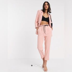 Stradivarius Light Pink Cropped Pant Set | American Rosa Blazer Pink, Sz S
